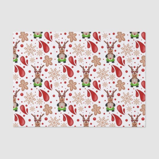 Cute Festive Red Christmas Reindeer 薄葉紙 (正面)