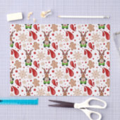 Cute Festive Red Christmas Reindeer 薄葉紙 (クラフト)
