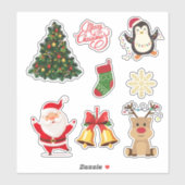 Cute Festive– Santa, Reindeer, Tree Vinyl Stickers シール (シート)
