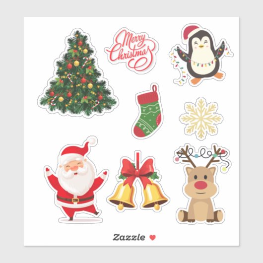 Cute Festive– Santa, Reindeer, Tree Vinyl Stickers シール (シート)