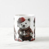  Cute Fez Hat Teddy in Cozy Winter Sweater コーヒーマグカップ (中央)