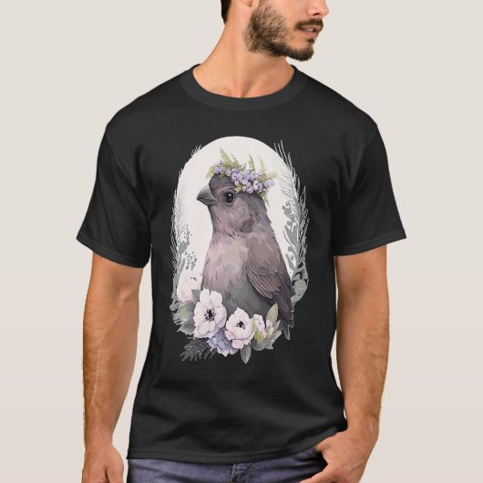 Cute Finch Bird Flower Crown Pet Birds  1 Tシャツ (正面)