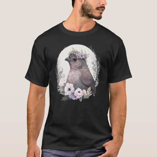 Cute Finch Bird Flower Crown Pet Birds  2 Tシャツ (正面)