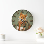 Cute Finnish Spitz Puppy ラージ壁時計 (ホーム)