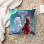 Cute Fire and Ice Penguin Northern Lights クッション (ブランケット)