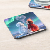 Cute Fire and Ice Penguin Northern Lights コースター (左側)