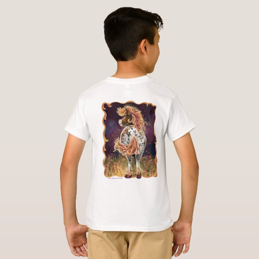 Cute Fire Horse Front and Back Tシャツ (裏面フル)