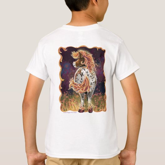Cute Fire Horse Front and Back Tシャツ (裏面)