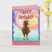 Cute Fire Horse Happy Birthday カード (黄色い花)