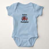 Cute Fire Truck Future Firefighter Baby Bodysuit ベビーボディスーツ (正面)