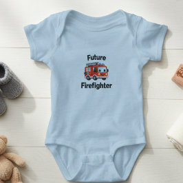 Cute Fire Truck Future Firefighter Baby Bodysuit ベビーボディスーツ