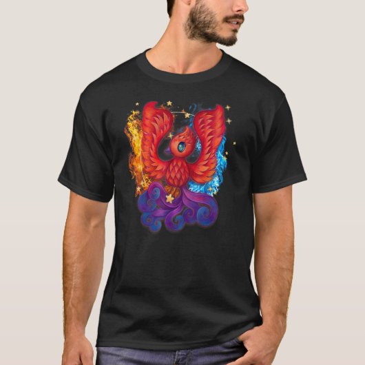 Cute Firebird Rising Phoenix Art T-Shirt Kids Todd Tシャツ (正面)