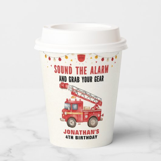 Cute Firefighter Birthday Boy  紙コップ (裏面)