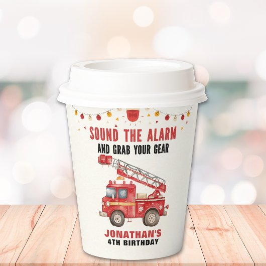 Cute Firefighter Birthday Boy  紙コップ