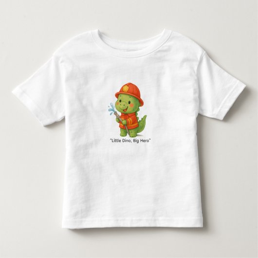 Cute Firefighter Dinosaur – Dino Jobs トドラーTシャツ (正面)
