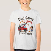 Cute Firefighthing Kids T-Shirt with Firetrucks トライブレンドＴシャツ (正面)