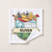 Cute Firefighting Plane Badge ウォッシュタオル (ウォッシュタオル)