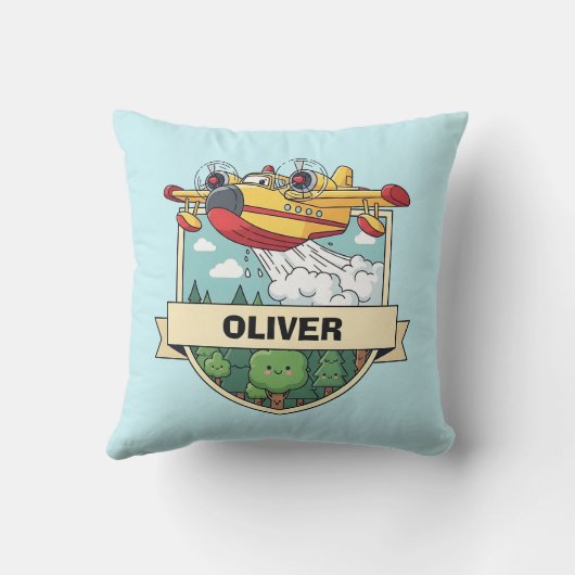Cute Firefighting Plane Badge クッション (裏面)