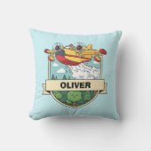 Cute Firefighting Plane Badge クッション (正面)