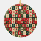 Cute first baby Christmas patchwork bear train セラミックオーナメント (裏面)