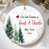 Cute first Christmas as Aunt and Uncle red heart セラミックオーナメント