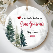 Cute first Christmas as grandparents red heart セラミックオーナメント