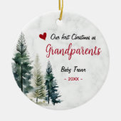 Cute first Christmas as grandparents red heart セラミックオーナメント (正面)