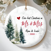 Cute first Christmas as Mr and Mrs セラミックオーナメント