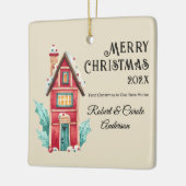 Cute First Christmas in Our New Home Photo セラミックオーナメント (左)