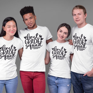 Cute First Grade Squad with Teacher's Name on Back Tシャツ
