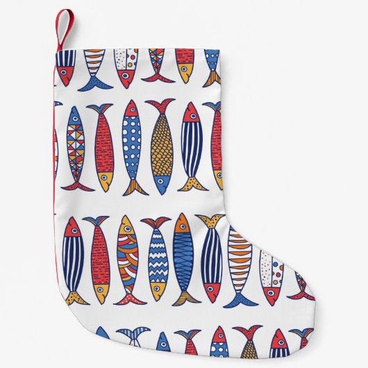 Cute fish. Kids background. Seamless pattern. スモールクリスマスストッキング (正面)