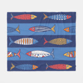 Cute fish. Kids background. Seamless pattern フリースブランケット (正面(横))