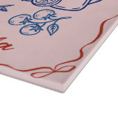 Cute fish market doodles red blue personalized カッティングボード (角)