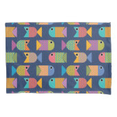 Cute Fish Pattern on Blue 枕カバー (正面)