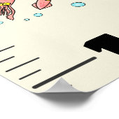 Cute fish sea creatures cartoon growth chart ポスター (角)