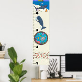 Cute fish sea creatures cartoon growth chart ポスター (ホームオフィス)