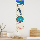 Cute fish sea creatures cartoon growth chart ポスター (キッチン)