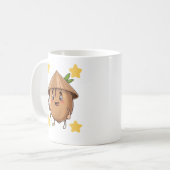Cute Fishing Coconut with Conical Hat Cartoon Mug コーヒーマグカップ (正面左)