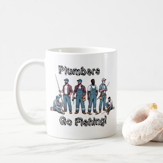 Cute FISHING & Plumbers Blues Personalize コーヒーマグカップ (ドーナツ)