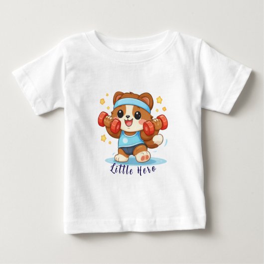 Cute Fitness Bear ベビーTシャツ (正面)