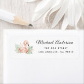  Cute Flamingo Baby Shower Return Address Label ラベル (インサイチュ)