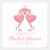 Cute Flamingo Pink Tropical Beach Bridal Shower スクエアシール (正面)