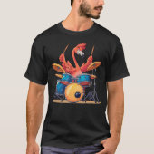 Cute Flamingo Playing Drums Flamingos Drummer Musi Tシャツ (正面)