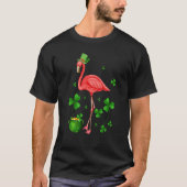 Cute Flamingo St Patrick's Day Leprechaun Hat Flam Tシャツ (正面)