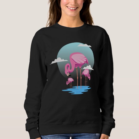 Cute Flamingo Zoo Bird Watcher スウェットシャツ (正面)