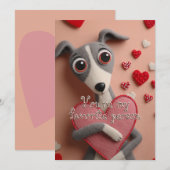 Cute Flannel Puppy With Hearts Valentine-Birthday シーズンカード (正面/裏面)