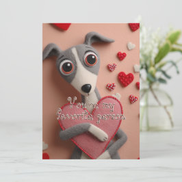 Cute Flannel Puppy With Hearts Valentine-Birthday シーズンカード