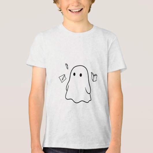 cute floating ghost with stationary トライブレンドＴシャツ (正面)