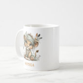 Cute Floral Baby Lion Wild One 1st Birthday コーヒーマグカップ (正面左)