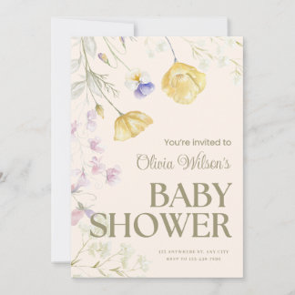 Cute Floral Baby Shower Invitation ノートカード